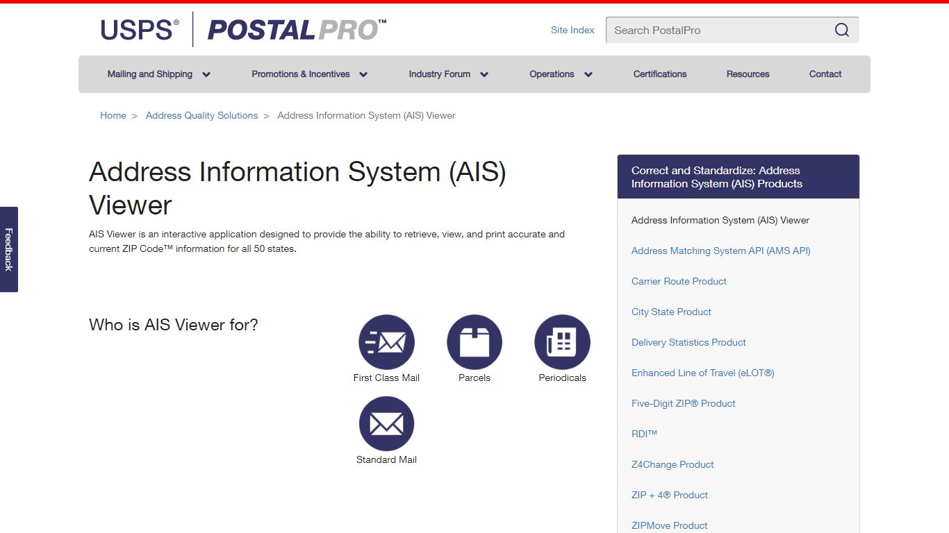 Address Information System (AIS) Viewer | PostalPro - USPS